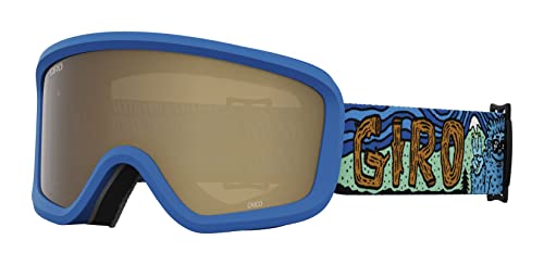 Giro Chico 2.0 Skibrille für Kinder, Jungen und Mädchen von 2 bis 4 Jahren, blaues Band Shreddy Yeti mit bernsteinrosa Linse von Giro