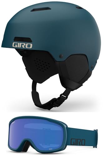 Giro Ledge Combo Pack Skihelm – Snowboardhelm mit passender Schutzbrille, matt, Harbor Blue/Harbor Blue, Wordmark L (59–62,5 cm) von Giro
