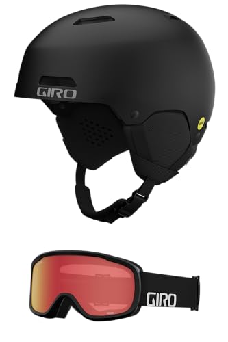 Giro Ledge MIPS Asian Fit Combo Pack Skihelm - Snowboardhelm mit passender Schutzbrille, Mattschwarz/Schwarz, Wordmark XL (62,5-65cm) von Giro
