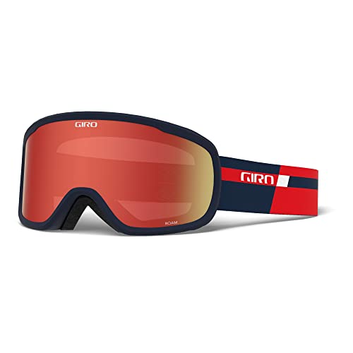 Giro Roam Skibrille – Snowboardbrille für Herren, Damen & Jugendliche – Rot Midnight Podium Strap mit bernsteinfarbenen scharlach/gelben Gläsern von Giro