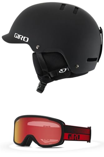 Giro Surface Combo Pack Skihelm - Snowboardhelm mit passender Schutzbrille, Matt Black/Red Flow M (55,5-59cm) von Giro