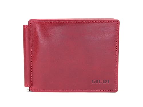 Giudi ® Geldklammer Dollarclip Herren Echtleder Klein (Rot) von Giudi