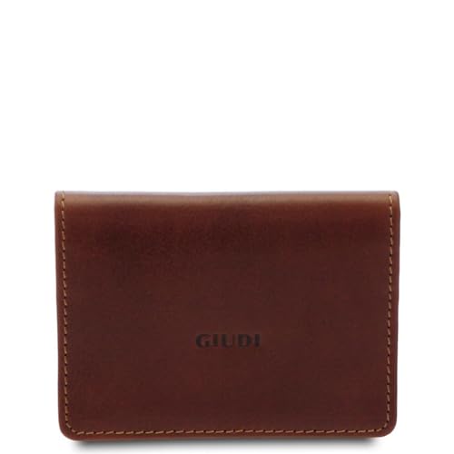 Giudi ® - Kartenhalter, Herrengeldbörse, Damengeldbörse, echtes Leder, Rindsleder, Made in Italy - 6331/GD, braun, 8,00 x 10,60 x 1,00 cm, Zeitgenössisch von Giudi
