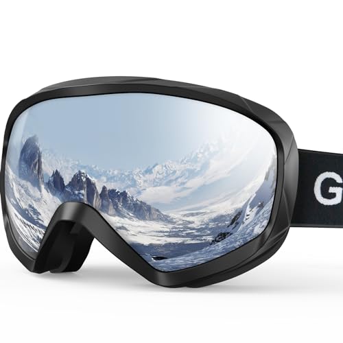 GlaRid Snowboard Skibrille für Herren Damen Jugend Anti Beschlag über der Brille Winter Schneebrille mit sphärischer abnehmbarer Scheibe (Schwarz) von GlaRid