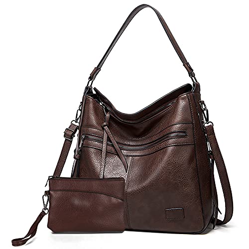 Gladdon Handtaschen Damen Leder umhängetasche Shopper Mode Hobo Taschen grosse Kapazität Schultertasche Designer Mehrfachtasche（Kaffee） von Gladdon