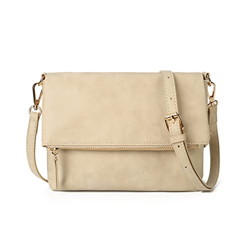 Gladdon Umhängetasche Handtasche Damen,Klein Crossbody Tasche Schultertasche Handytasche Messenger PU-Leder Taschen Für Täglich Arbeit Einkaufen(Beige) von Gladdon