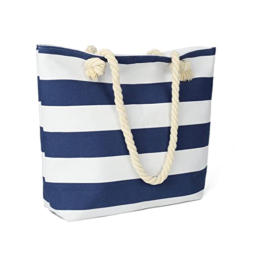 Gloddon Große Strandtasche Wasserdichter Damen Umhängetasche Beach Tote Bag Handtasche Mit Reißverschluss Sanddichter für Pool Picknick Fitnessstudio(Blau) von Gladdon