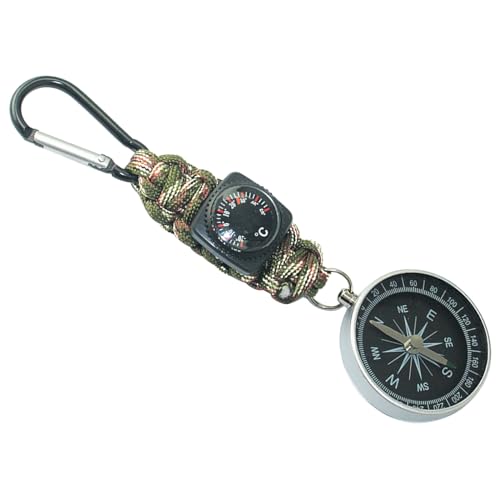 Schlüsselanhänger, multifunktionaler Camping-Kompass-Thermometer, Outdoor-Klettertemperaturtester, hilft Überlebensgerät, Schlüsselanhänger mit Kompassen von Glanhbnol