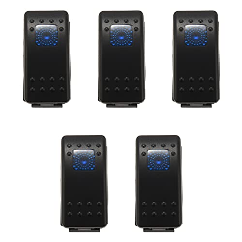 Glayent 5X 12V 20 Ampere wasserdichte Blaue LED An/Aus Boot Marine SPST 3P Wippschalter mit Licht von Glayent
