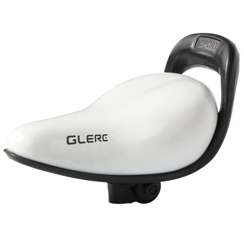 Glerc Kinder Fahrradsitz Fahrradsattel für Mädchen & Jungen mit Eltern Griff, Kinder Fahrrad Zubehör Fit für 12 14 16 18 20 Zoll Fahrrad, Weiß von Glerc