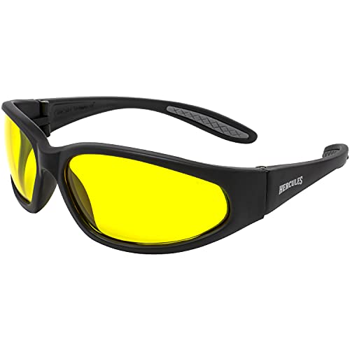 Global Vision Hercules Motorrad-Sonnenbrille, schwarzer Rahmen mit gelben Gläsern von Global Vision
