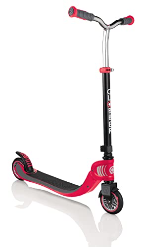 GLOBBER Flow Foldable 125 – Tretroller, 125 mm, ABEC 5, höhenverstellbar, Klappmechanismus, schwarz-rot von Globber