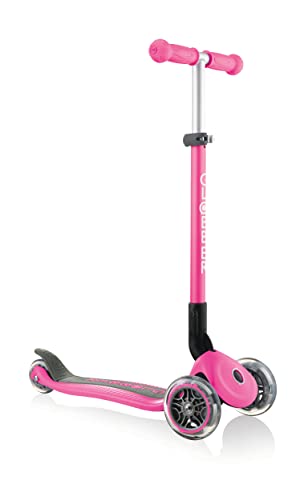 Globber Primo Foldable – Tretroller Kinder, 120/80 mm, ABEC 5, 3-rädrig, höhenverstellbar, neon pink von Globber