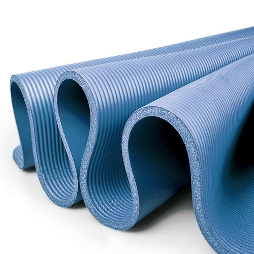 XXL Yogamatte Pilates-Matte Gymnastikmatte Fitnessmatte Fitnessmatte mit Tragegurt Phthalatfrei SGS-geprüft aus NBR 205x130x1,5 cm starke Dicke verschiedene Größen (Blau, 205x120x1.5cm) von Gloop