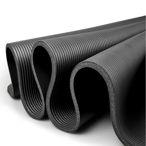 XXL Yogamatte Pilates-Matte Gymnastikmatte Fitnessmatte Fitnessmatte mit Tragegurt Phthalatfrei SGS-geprüft aus NBR 205x130x1,5 cm starke Dicke verschiedene Größen (Schwarz, 205x130x1.5cm) von Gloop
