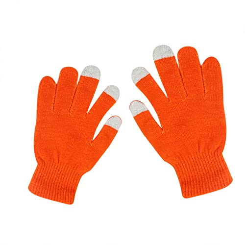 Winter Touchscreen Handschuhe Damen Warm Strick Handschuhe Baumwoll Dicke Gestrickt Fingerhandschuhe Casual Winddicht Outdoor Sports Gloves Winterhandschuhe Thermohandschuhe (Orange, One Size) von Glücksvogel