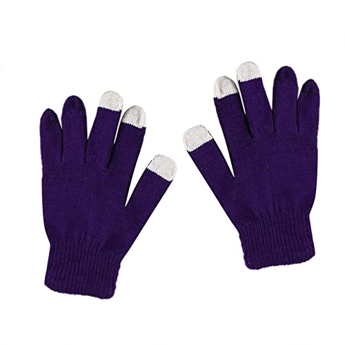 Winter Touchscreen Handschuhe Damen Warm Strick Handschuhe Baumwoll Dicke Gestrickt Fingerhandschuhe Casual Winddicht Outdoor Sports Gloves Winterhandschuhe Thermohandschuhe (Purple, One Size) von Glücksvogel