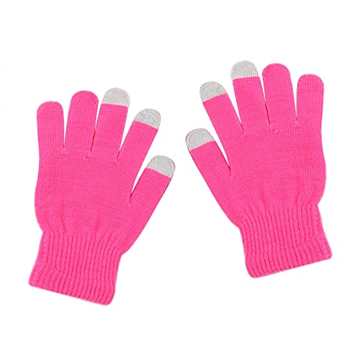 Winter Touchscreen Handschuhe Damen Warm Strick Handschuhe Baumwoll Dicke Gestrickt Fingerhandschuhe Casual Winddicht Outdoor Sports Gloves Winterhandschuhe Thermohandschuhe Dehnbares (Pink, One Size) von Glücksvogel