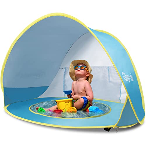 Glymnis Baby Strandmuschel Strandzelt Pop-up Baby Strand Zelt mit trennbarer Pool UV-Schutz UPF 50+ Sun Shade Shelter für Kleinkinder 0-3 Jahre von Glymnis