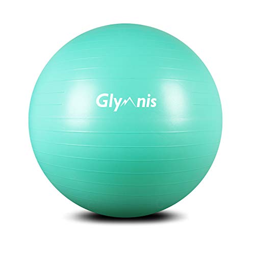 Glymnis Fitnessball, Gymnastikball, 55 cm/65 cm/75 cm, Maximale Belastung: 300 kg, rutschfest, mit Pumpe für Pilates, Yoga und Fitness, Mintgrün 55 cm von Glymnis