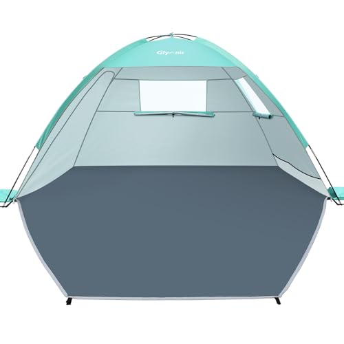 Glymnis Strandmuschel Strandzelt Strand Zelt mit 2 Reißverschlusstür UV-Schutz UPF50+ Windschutz kleines Packmaß Strandzelt für 2-3 Personen von Glymnis