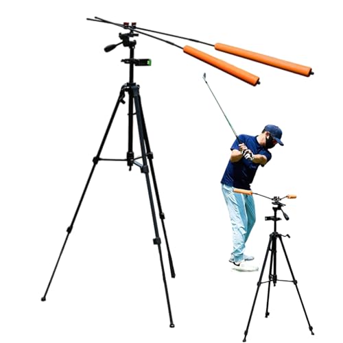 Gmokluytw Golfschwung Trainer - 360 Grad Verstellbare Justierstäbe | Stativ Smartphone Halter Für Heimtraining Aufwärmen Driving Range Garten Outdoor von Gmokluytw