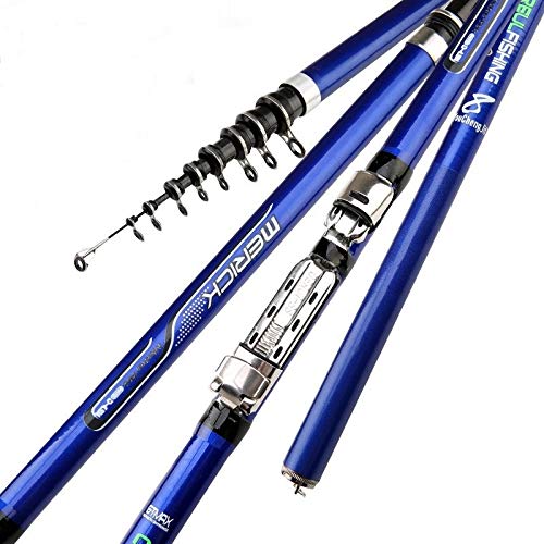 gneric YMYGBH Fishing Rod 2.1m 2.4m 2.7m 3.0m 3.6m Telescopic Fishing Rod Carbon Wooden Handle Spinning Rod Extra Heavy Carp Fishing Pole Sea Tackle