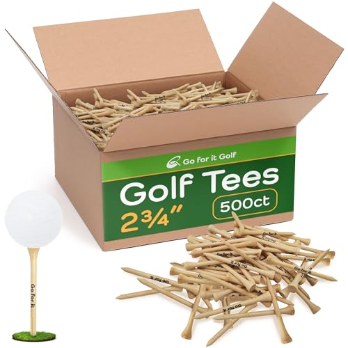 Go For It Golf Tees 70 mm – Hochfeste Bambus-Golf-Tees, gebaut mit professioneller Qualität und Stärke, Holz-Golf-Tees für Golfer, Golfzubehör – 7 cm – 500 ct von Go For It Golf