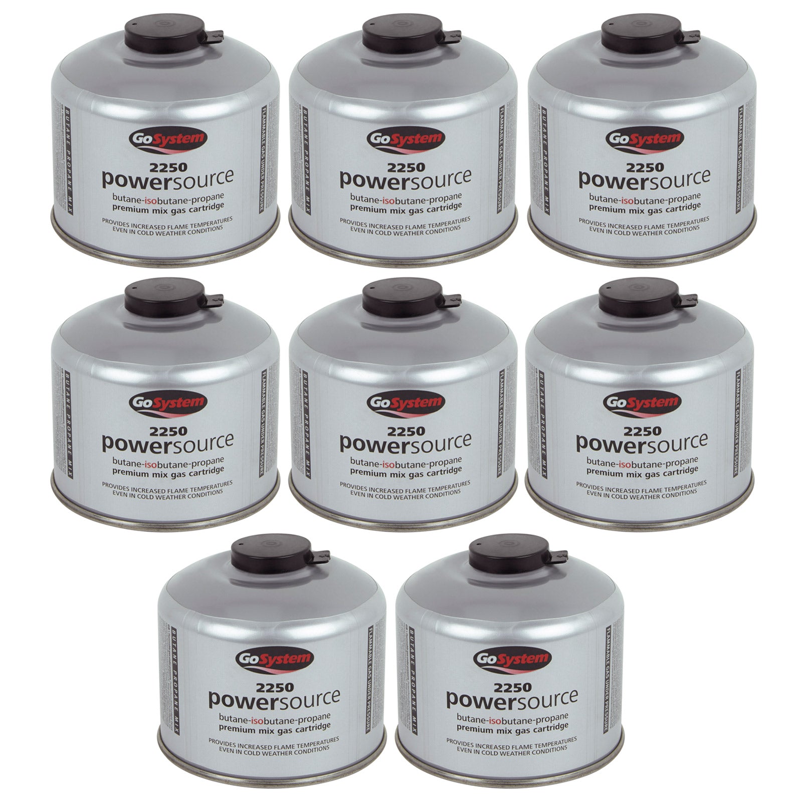 8 x Go System Schraubkartusche Ventil Gas Kartusche Kocher Iso Butan/Propan 220g von Go System