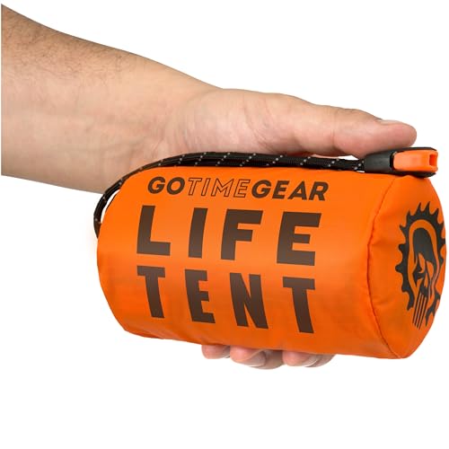 Go Time Gear Life Tent Notfallzelt – Biwakzelt für 2 Personen – Geeignet als Notfallzelt und -Schutz, Rohrzelt, Survival Ausrüstung – Zelt 2 Personen mit Survival-Pfeife und Paracord-Kordelzug von Go Time Gear