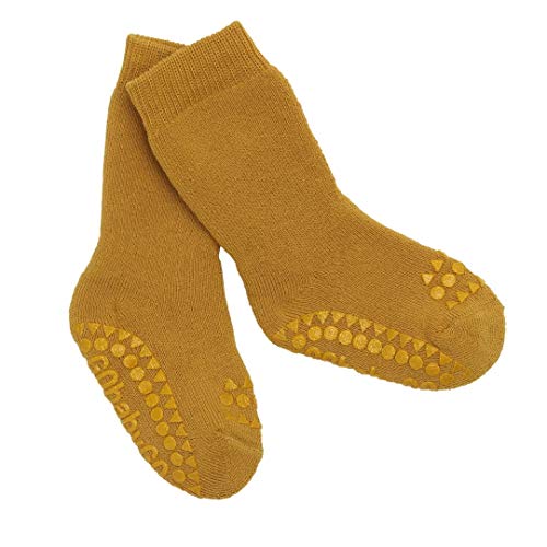 GoBabyGo Original Rutschfeste Baby Krabbel Socken | ABS Non-slip Unterstützung Für Aktive Kinder Im Krabbelalter | Baumwolle | 2-3 Jahre (size 23-26)| Mustard von GoBabyGo