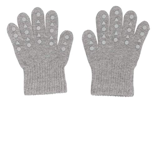 GoBabyGo Original rutschfeste Fingerhandschuhe für Babys und Kleinkinder | ABS Fäustlinge in Baumwollstretch | 4-5 Jahre | Grau Melange von GoBabyGo