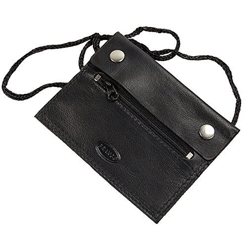 Branco Kleiner Leder Brustbeutel Brusttasche Security Wallet super Flach GoBago (schwarz) von GoBago