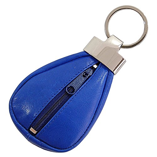 GoBago Branco Schlüsselanhänger Leder Geldbeutel Börse Schlüssel Schlüsseletui Mini Geldbörse Schlüsseltasche Schlüsselanhänger mit Reißverschlussfach Minibörse (Blau) von GoBago