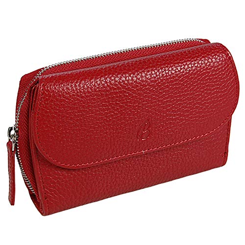 GoBago Damen Geldbörse Leder Damenbörse Portemonnaie Geldbeutel mit RFID Schutz (Rot) von GoBago
