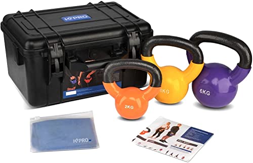 Kettlebell Set - Einsteiger Set 2kg-4kg-6kg im stabilen Hardcase Koffer - Fitness Training - Kettlebell Workout von GoBeLi
