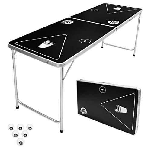 GoPong 1,8 m Tragbarer, Faltbarer Beer Pong/Flip Cup Tisch (6 Bälle enthalten) von GoPong