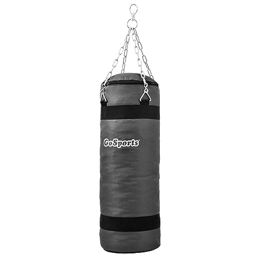 GoSports Unisex-Erwachsene MA-PUNCHBAG-01-GRAY Befüllbarer Boxsack Trainingshilfe-ideal für Boxen, MMA, Muay Thai und mehr, zum Befüllen mit Kleidung und Lappen, Grau, 12" W x 35" H von GoSports