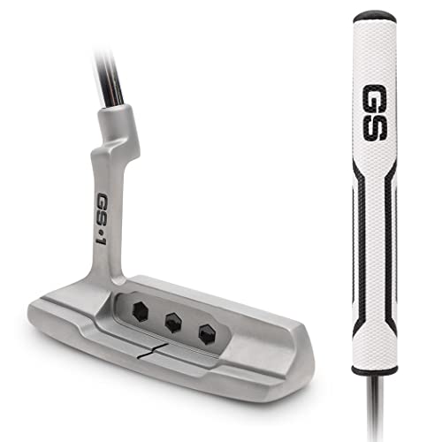 GoSports Golf-putter-gs1-34-f GS1 Tour Golf Putter-86,4 cm Rechtshänder-Putter mit übergroßem Fettgriff und gefrästem Gesicht, Silber, Oversized Grip von GoSports