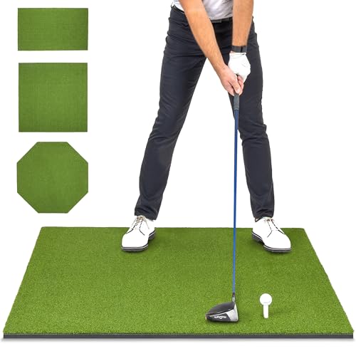 GoSports Pro Golf-Schlagmatte, 1,5 x 1,2 m, Kunstrasen-Matte für Innen- und Außenbereich, inkl. 3 Gummi-Tees von GoSports