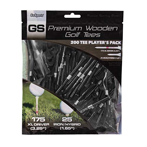GoSports Unisex-Erwachsene GOLF-TEES-W-DXL-01-BLACK 8,3 cm Premium Holz-Golf 200 XL Spieler und Eisen/Hybrid-Tees, wählen Sie Ihre Farbe, schwarz von GoSports