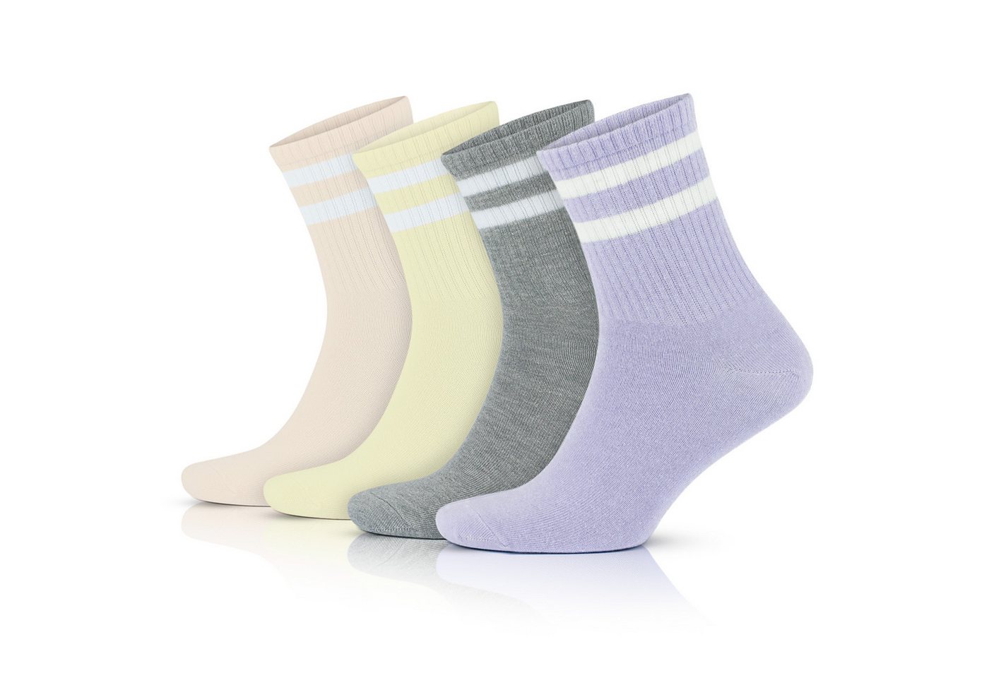 GoWith Tennissocken Retro Socken Freizeitsocken Gestreifte Atmungsaktive Baumwollsocken (4-Paar) von GoWith