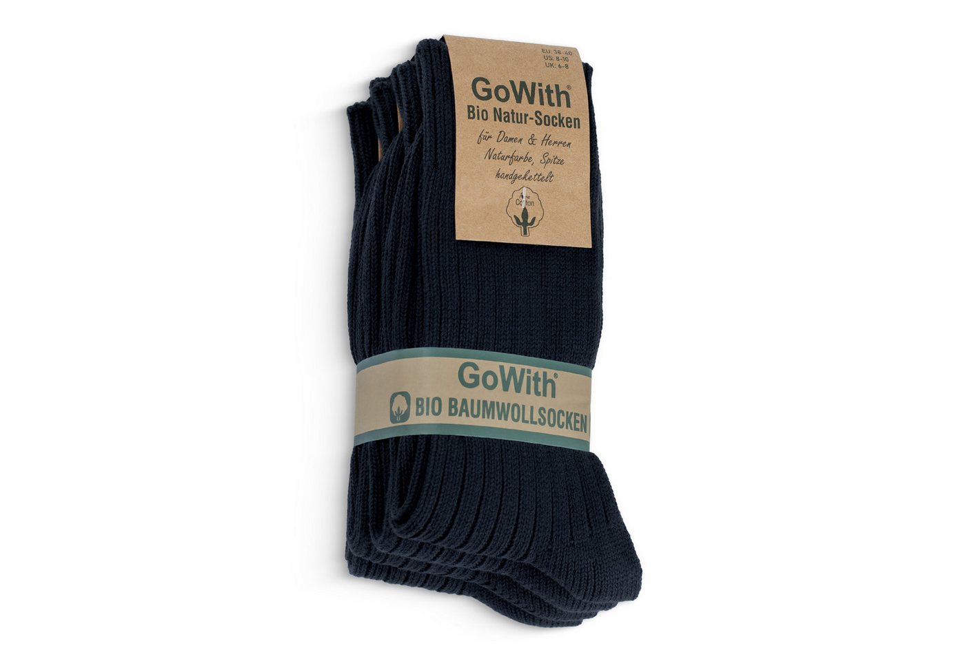 GoWith Wandersocken Bio Natur Crew Socken Umweltfreundlich Aus Natürlicher Baumwolle (4-Paar) von GoWith