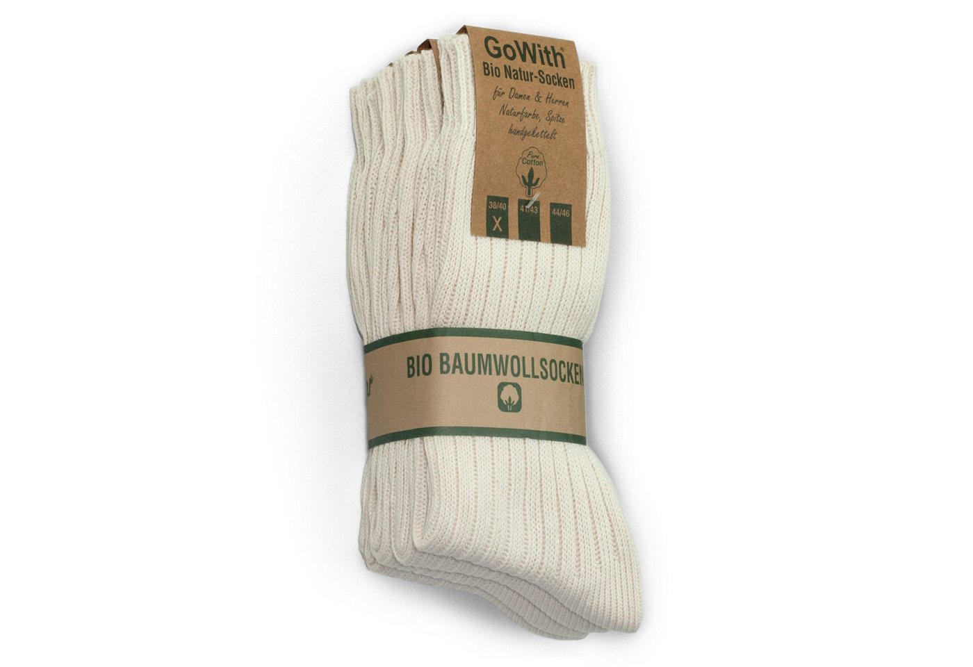 GoWith Wandersocken Bio Natur Socken Arbeitssocken Umweltfreundlich Atmungsaktiv & Weich (4-Paar) von GoWith