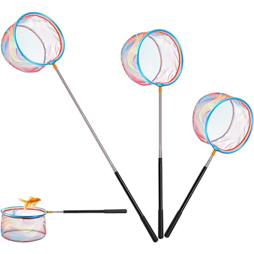 Goaste Angelnetz für Kinder, Teleskop, leicht, Kescher, Insektenfangnetz mit Edelstahl-Stangengriff für Kinder im Freien, ausziehbar von 66 cm bis 171,4 cm, 3 Stück von Goaste