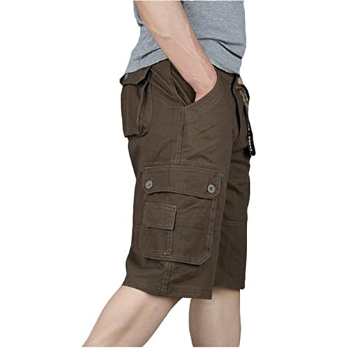 Godathe Cargo-Shorts Herren Bermuda Kurze Hosen Cargo übergrößen Freizeithose Stretch Sommer Hose Bermuda-Hose mit Taschen, Kaffee, 5XL von Godathe