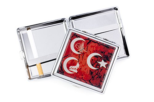 Gök-Türk Zigarettenetui Zigaretten Kasten - 3 Halbmonde '3 Hilal' Türkische Flagge Türkei Tugra Bozkurt Rot von Gök-Türk