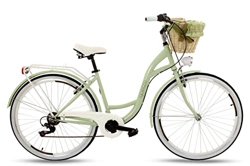 Goetze Mood Damenfahrrad Retro Vintage Holland Citybike, 28 Zoll Alu Räder, 7 Gang Schaltwerk, Tiefeinstieger, Korb mit Polsterung Gratis! von Goetze