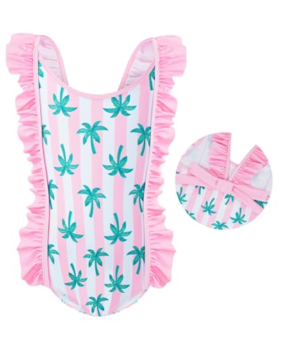 Gogokids Badeanzug Mädchen Hawaiian Strand Bademode Pink Gerüschter Badebekleidung zum Schwimmenlernen (1-6 Jahre) von Gogokids
