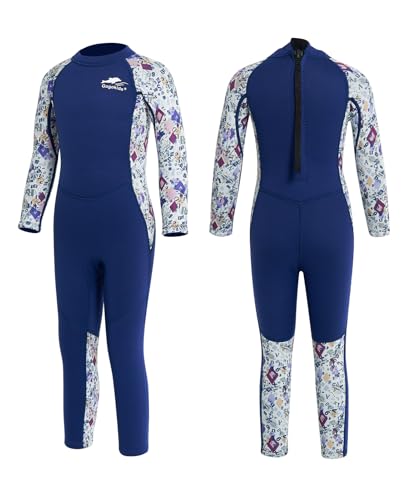 Gogokids Kinder Neoprenanzug - Mädchen Neopren Badeanzug Lang Ärmel, Rash Guard Einteilige Badebekleidung 2.5mm Taucheranzug Schnorchelanzug UV 50+ Sonnenschutz, XXL von Gogokids